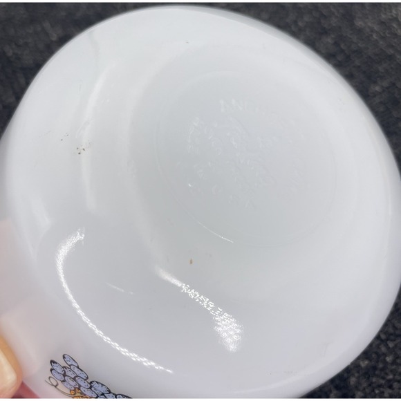 Vintage Anchor Hocking Fire King 6oz White Custard Cup Bounty Fruit Pattern #434 - Picture 8 of 10